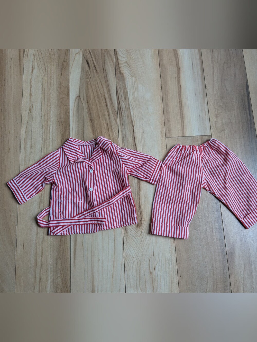 American Girl Doll Molly Pajamas 2pc Complete Set 18" Red & White Striped
